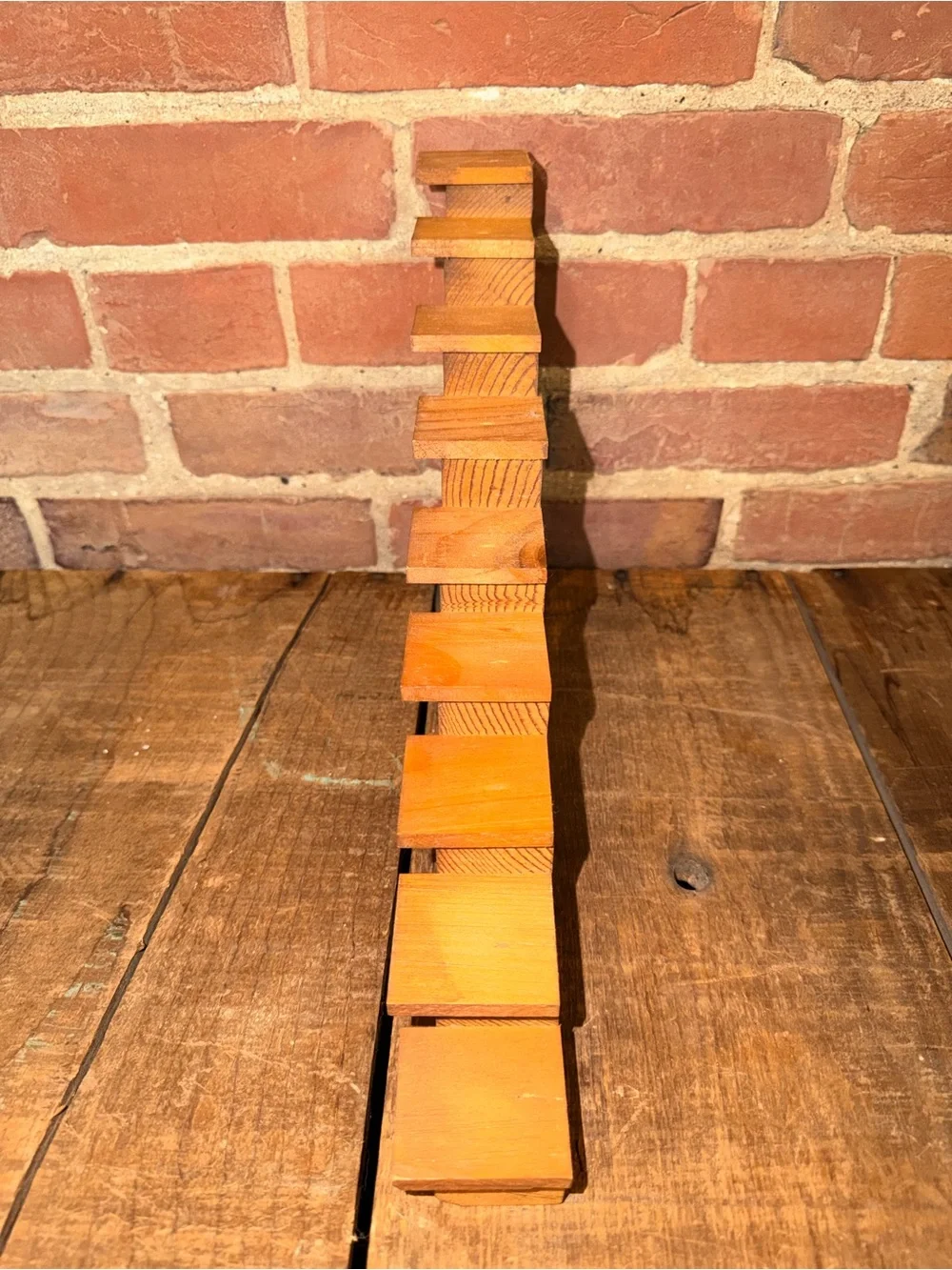 Wooden Step-Style Display with Heart Cutout - Warm Pine Knickknacks Trinkets